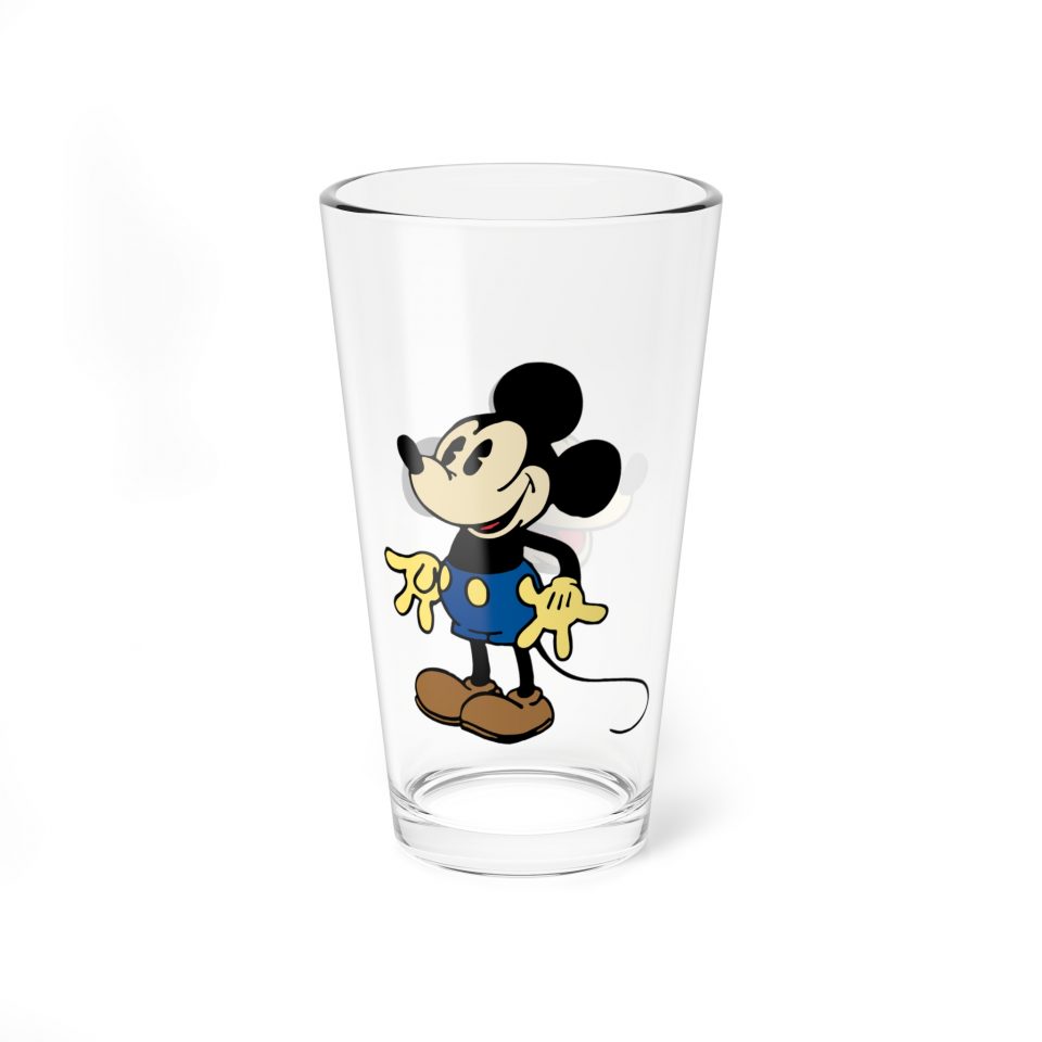 Classic Disney Mickey Mouse Art Clear Glass Cup 16oz