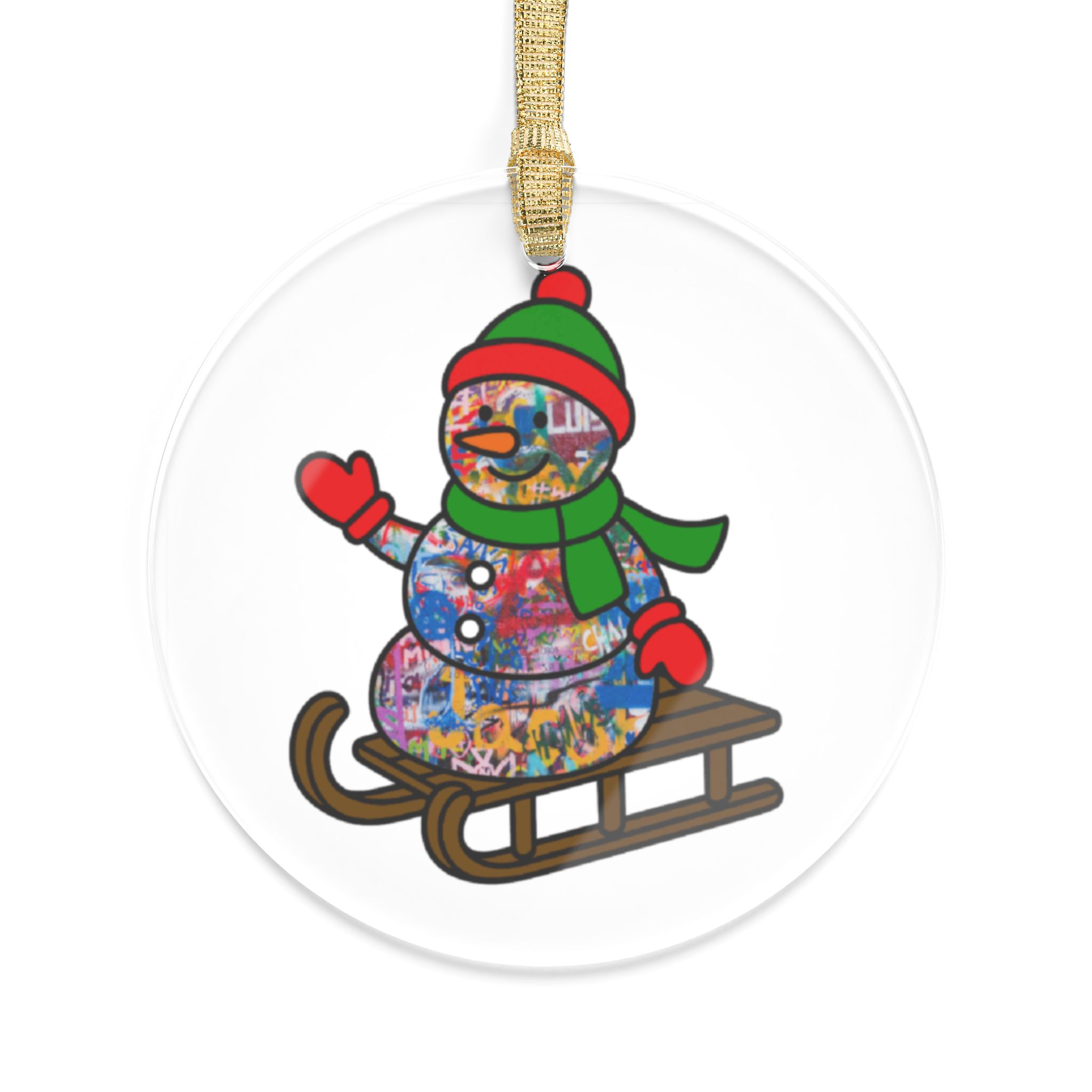 Snowman Graffiti Art Acrylic ChristmasTree Ornament