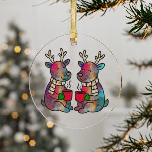 Reindeer Colorful Abstract Art Acrylic ChristmasTree Ornament