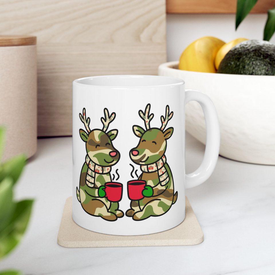 11 or 15 oz Mug - Cute Camo Reindeer Coffee Mug