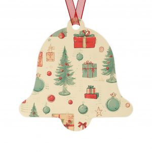 Retro Christmas Tree Print Ornament, Four Shapes