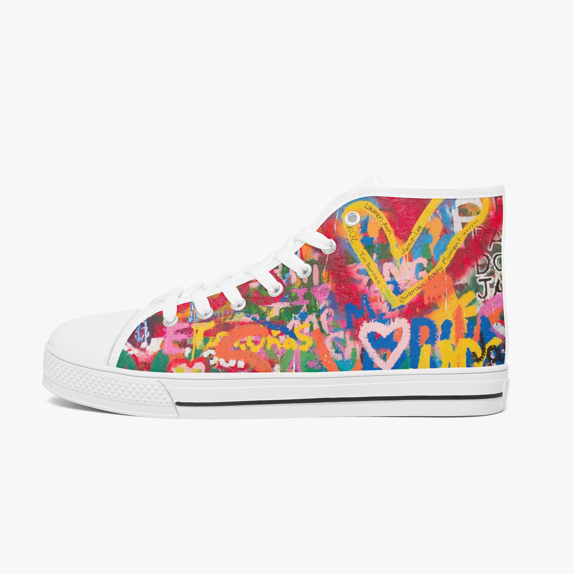 Classic High-Top Canvas Shoes with Modern Grafiti Art
