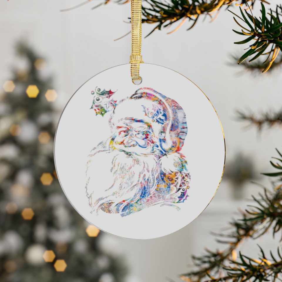 Vintage Santa Claus Graffiti Art Acrylic ChristmasTree Ornament
