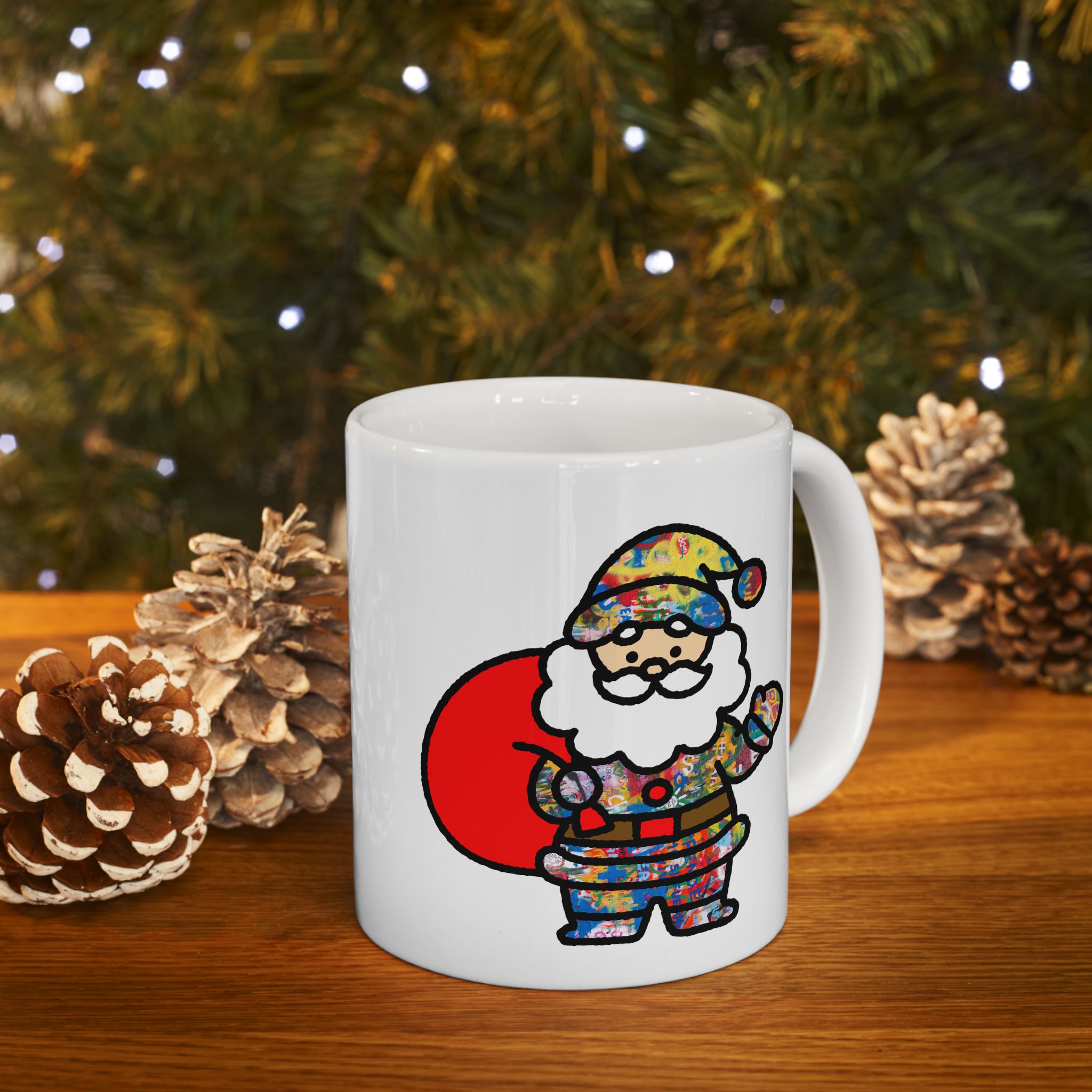 Cute Santa Claus Graffiti Art Coffee Mug, 11 or 15oz