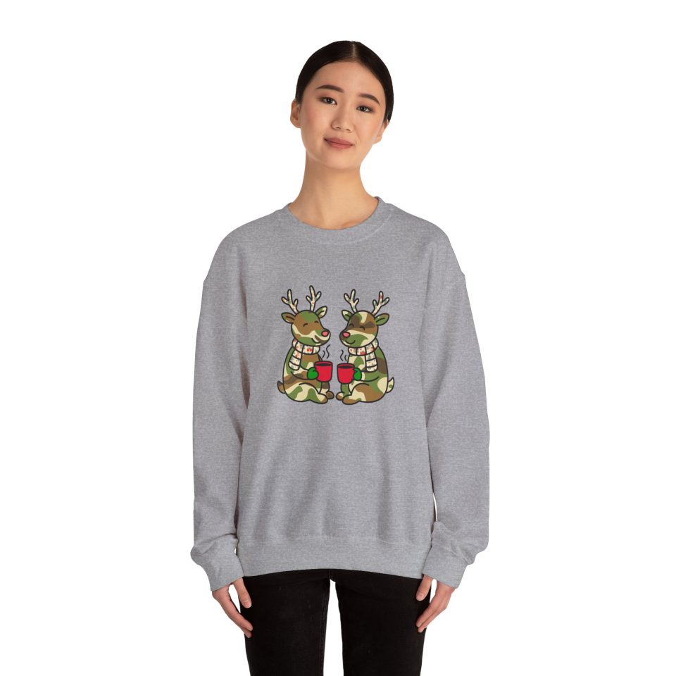 Holiday Camo Reindeer Unisex Crewneck Sweatshirt