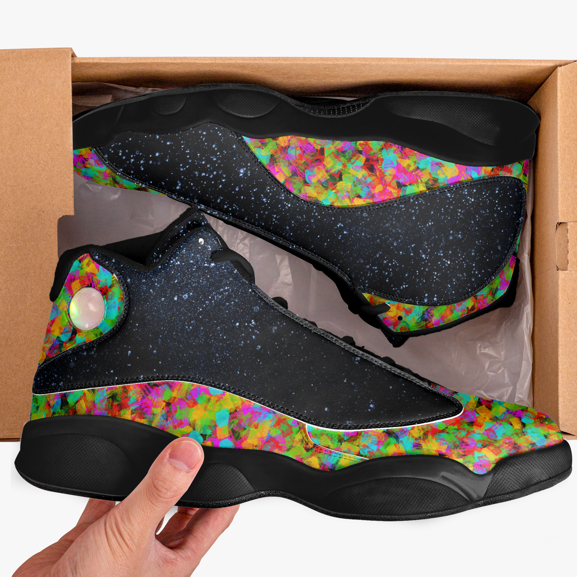 Artist Designed High-Top Leather Basketball Sneakers