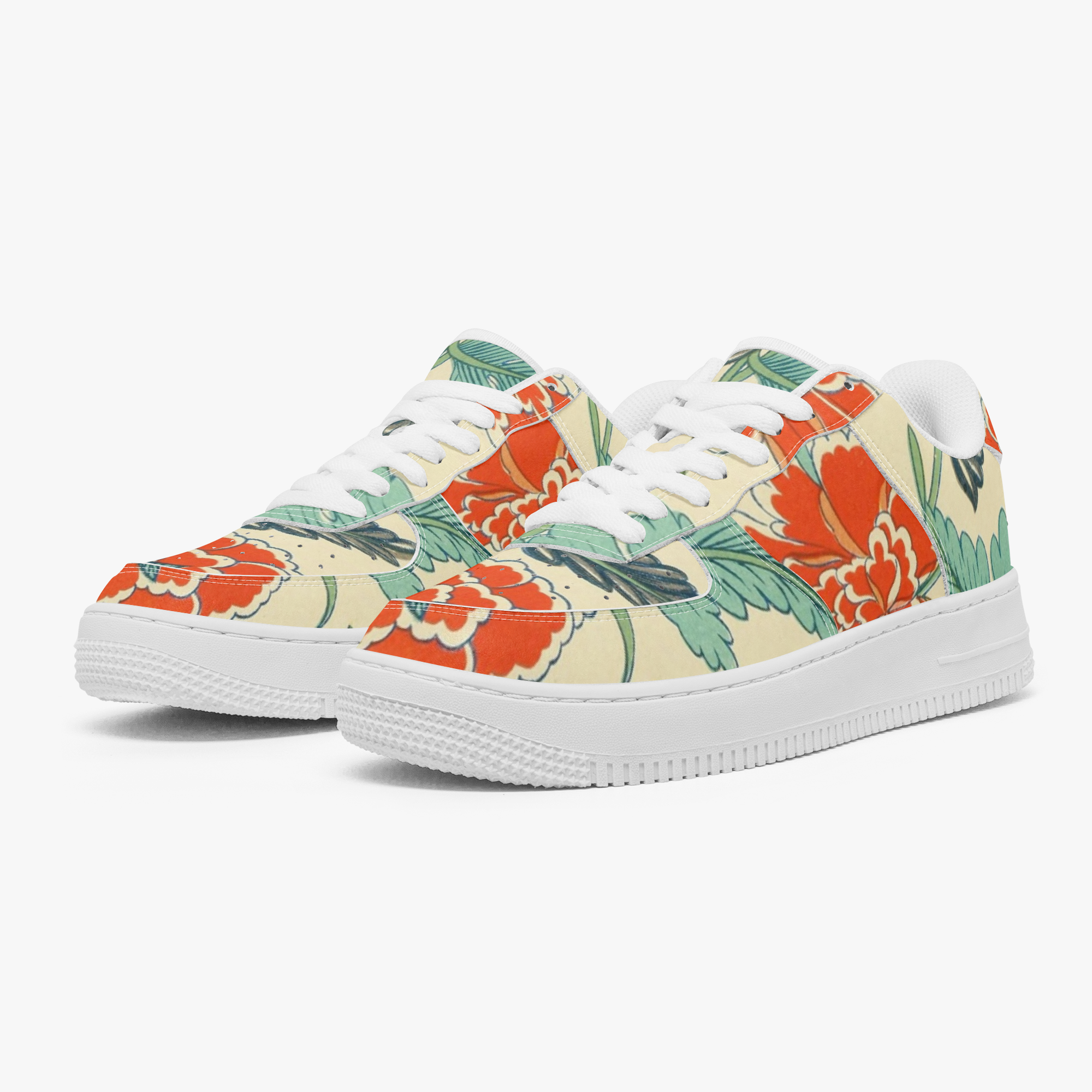 AF1 Style Floral Art Low-Top Leather Shoes