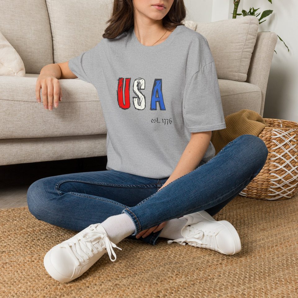 USA Letter Graphic T-Shirt | Patriotic Shirt | America Patriotism Tee Shirt